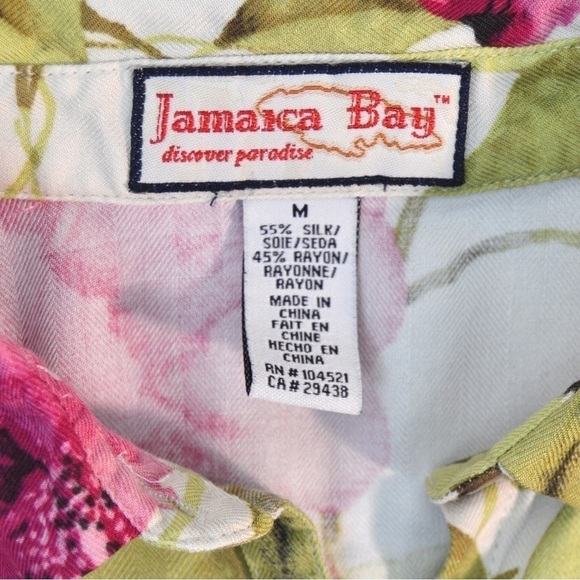 Jamaica Bay‎ Silk Blend Button Down Floral Short Sleeve Blouse, Medium - Picture 4 of 7